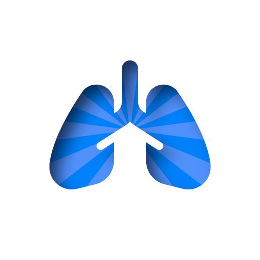 Blaue Lunge vor weissem Hintergrund. 