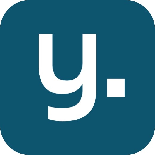 Weisses y mit Punkt auf dunkelblauem quadratischem Hintergrund