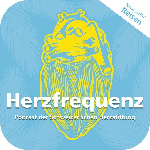Gelbe Abbildung des Herz-Organs auf hellblauem Hintergrund
