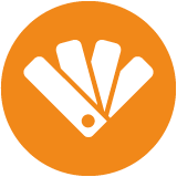 Auswahl auf orangem Kreis