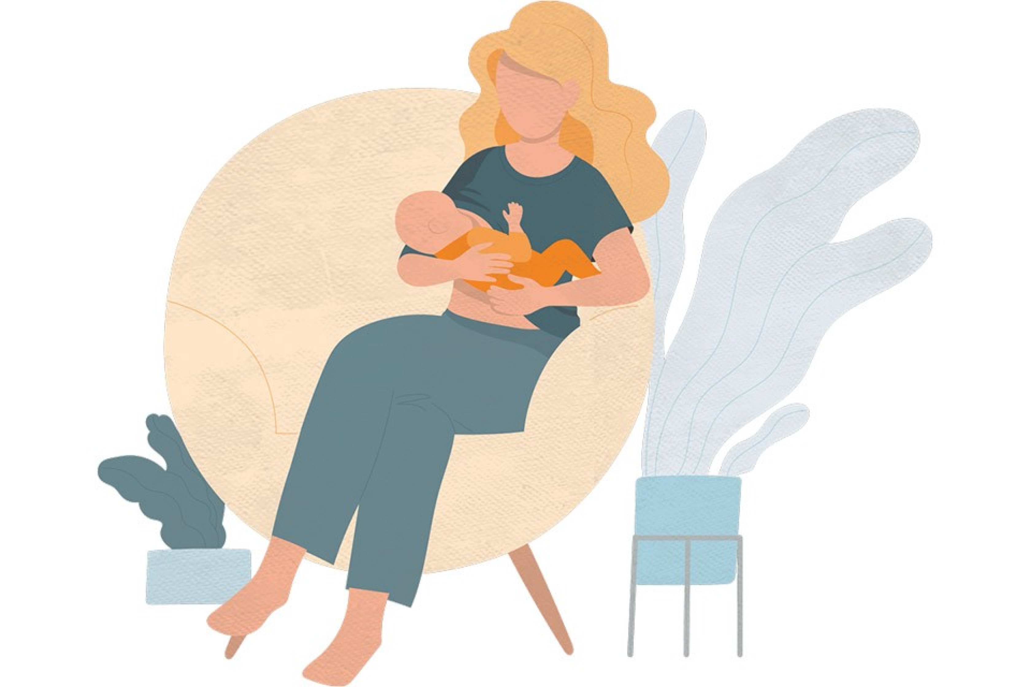 Intuitives Essen - die Illustration zeigt eine stillende Mutter mit ihrem Kind