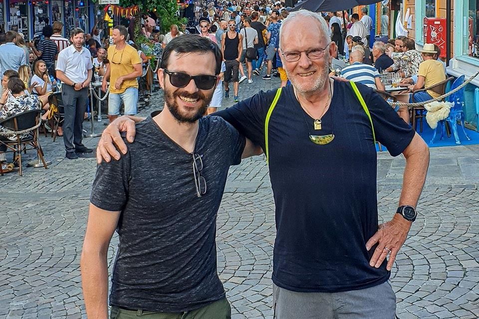 Alfred Neff und Daniel Moser. Die beiden Abenteurer auf ihrer Velotour vom Nordkap zurück in die Schweiz.