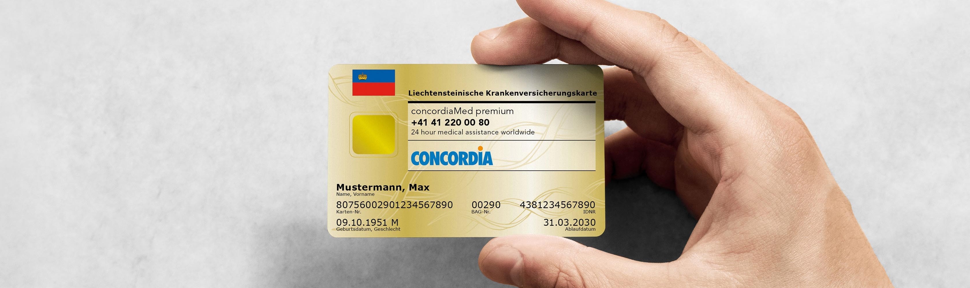CONCORDIA Versichertenkarte für Kundinnen und Kunden aus Liechtenstein